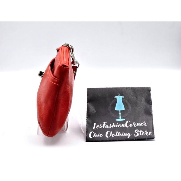 Coach Women's Red Pebble Leather Park Wristlet Clutch Turn Lock Purse 365 - Picture 4 of 13